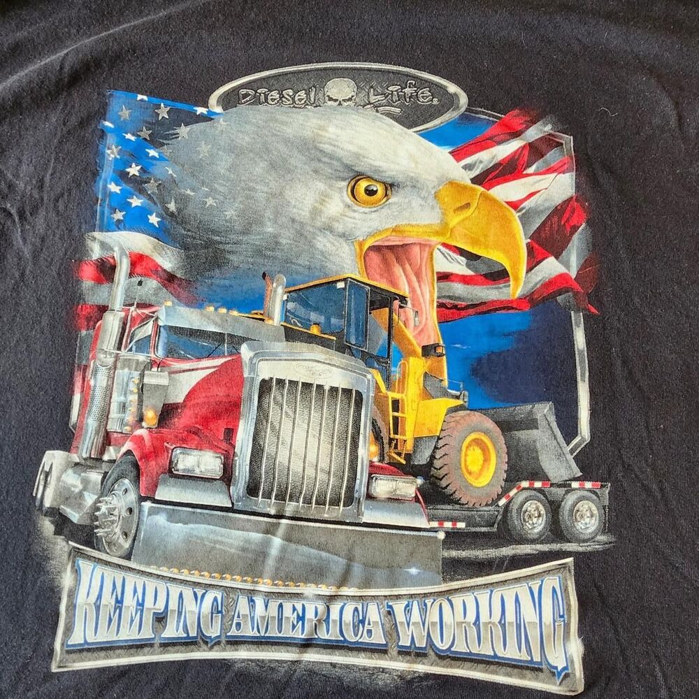 Diesel Life Trucker T shirt Mens XL Eagle & Big Rig